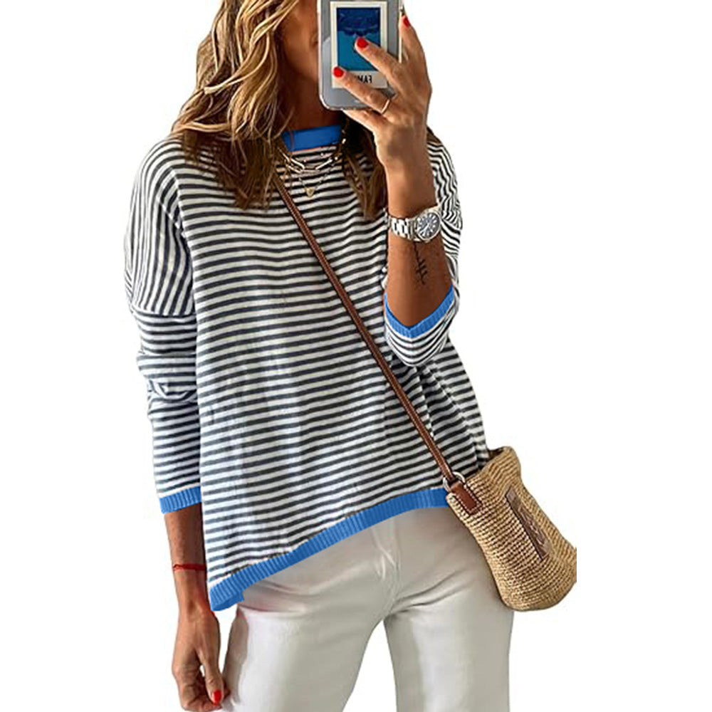 Damen Pullover Lässig Gestreift Modern