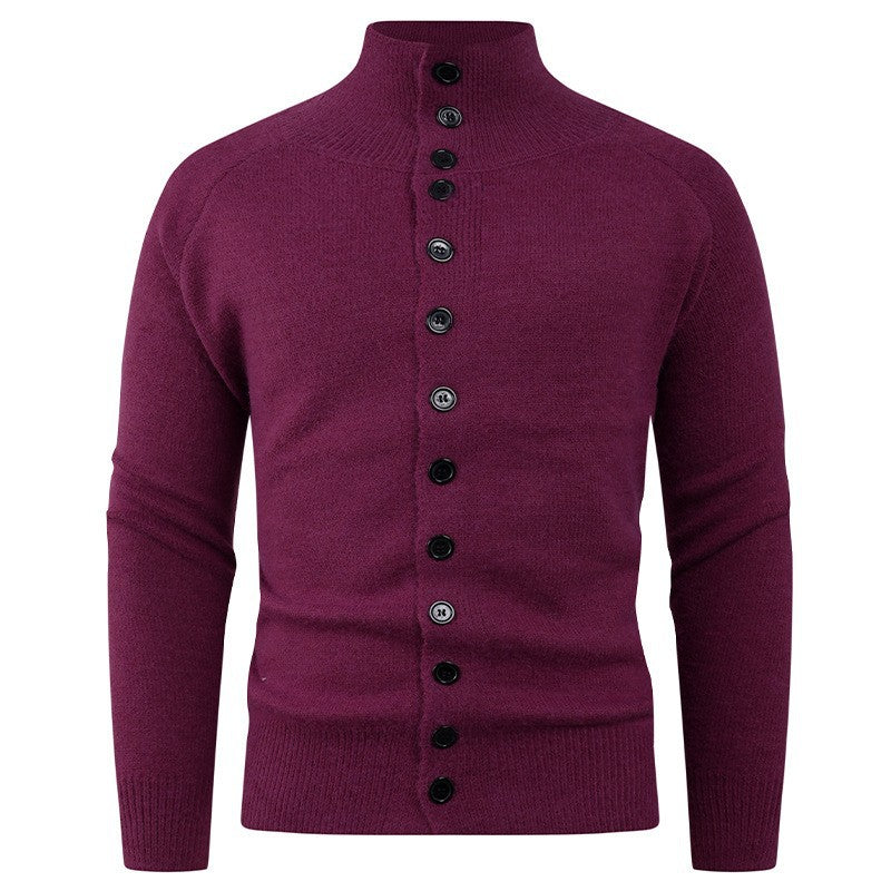 Herren Strickjacke Stehkragen Knopfverschluss Modern
