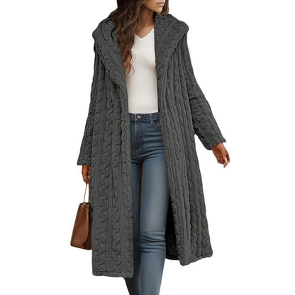 Damen Strickmantel Oversized Zopfmuster Trendig