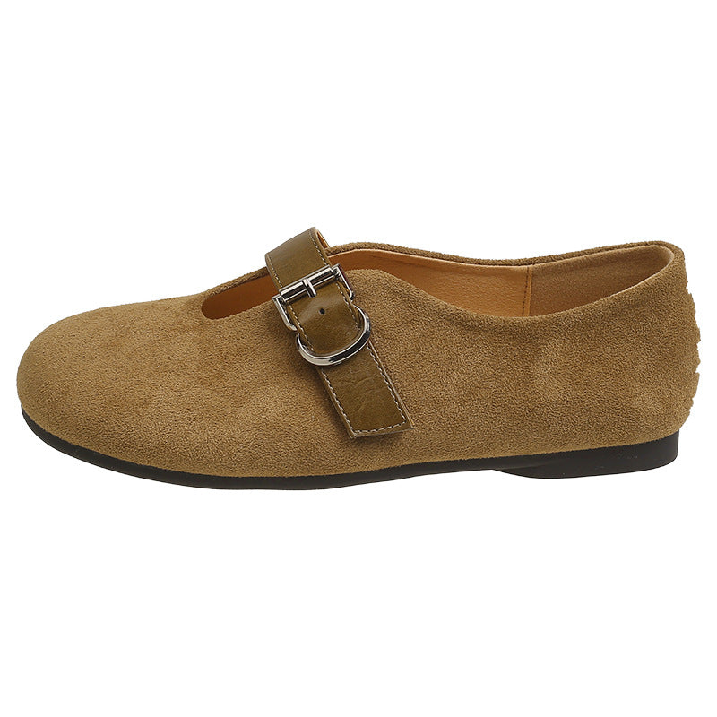 Damen Mokassins Elegant mit Schnalle Schwarz