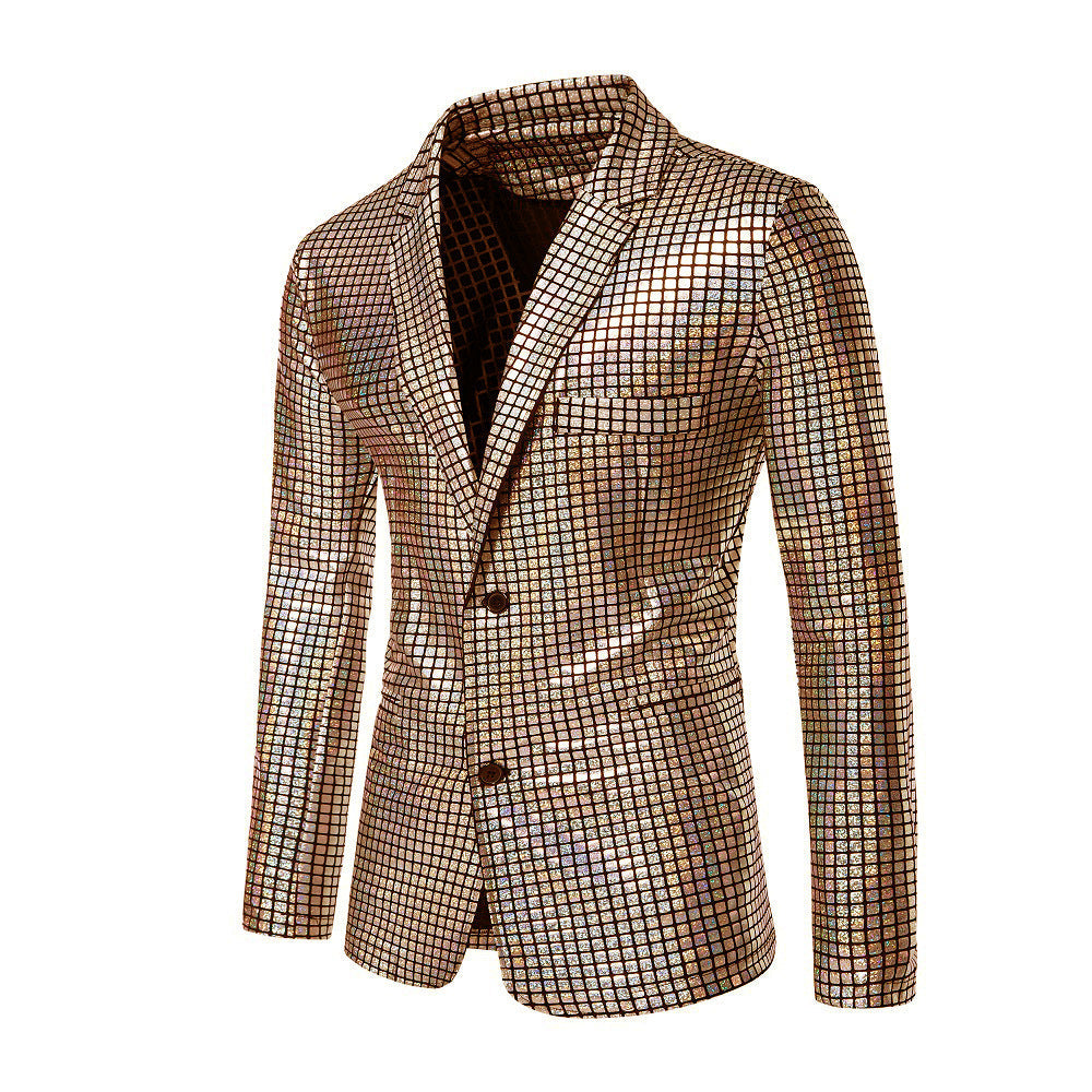 Herren Blazer Pailletten Glänzend Modern Schnitt