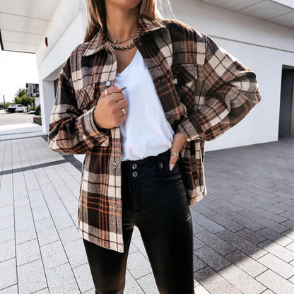Übergroße Damen Pulloverjacke Karomuster Großes Modell - BerlinGlamour