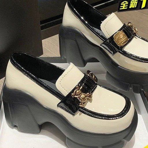 Damen Plateauschuhe Glänzend Plateau Schuhe Modisch