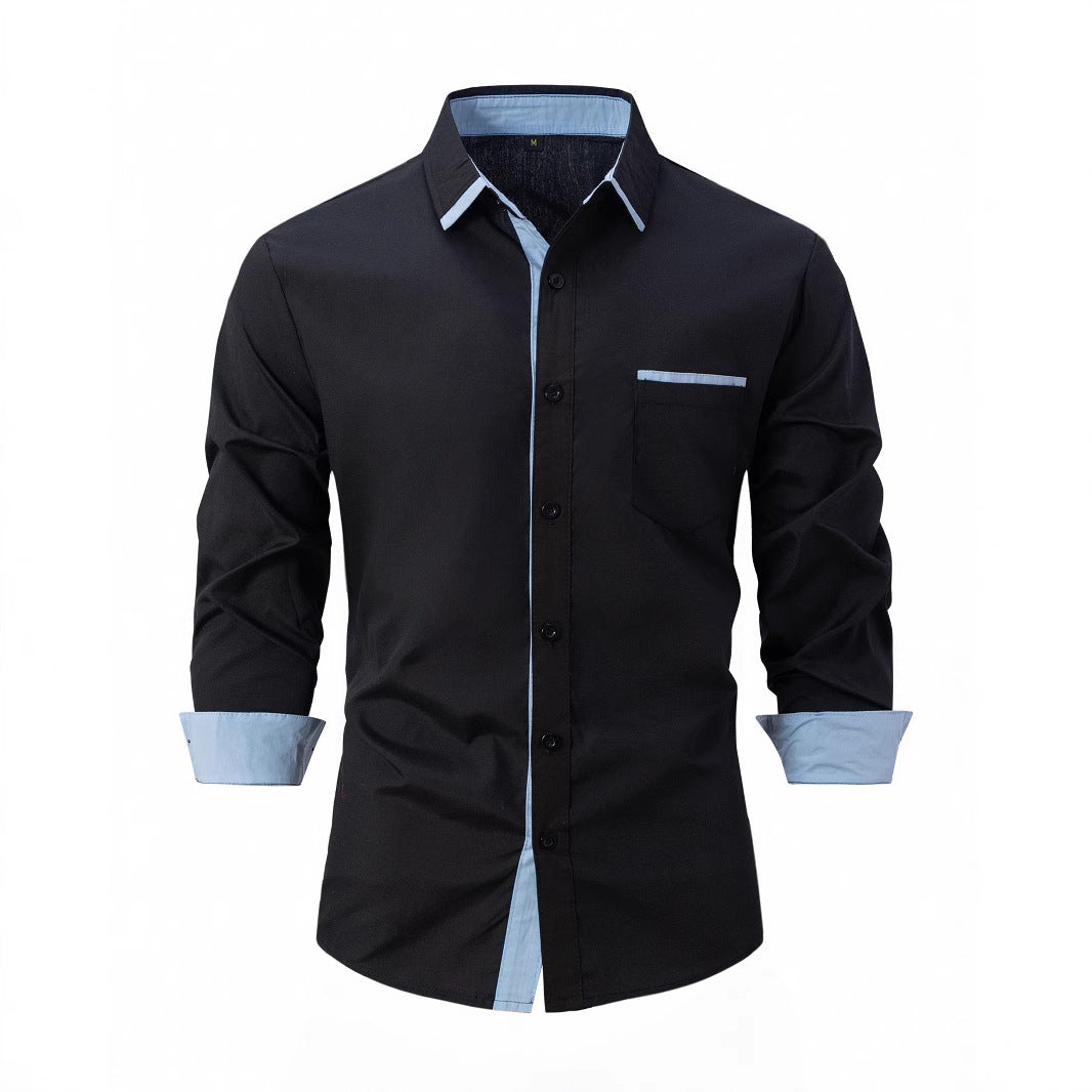 Herren Langarmhemd Modern Kontrastkragen Elegantes Design