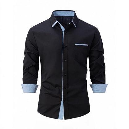 Herren Langarmhemd Modern Kontrastkragen Elegantes Design
