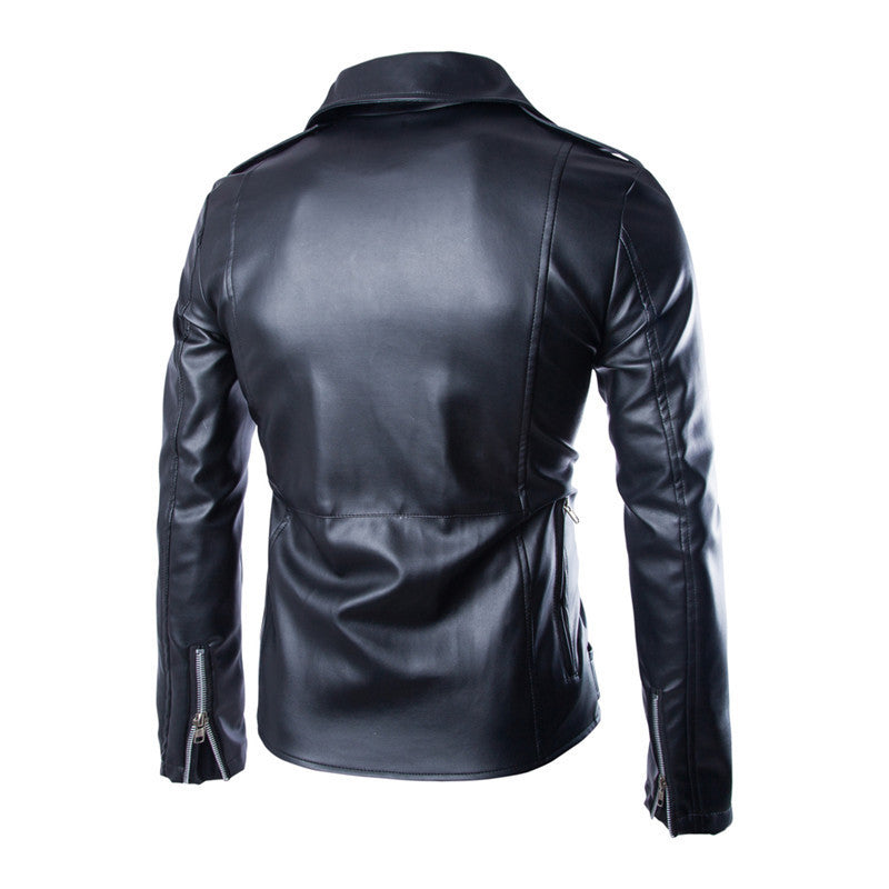 Lederjacke Herren Bikerstyle Asymmetrisch Mit Taschen