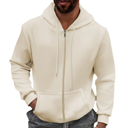 Herren Hoodie Modern Reißverschluss Taschen Grau