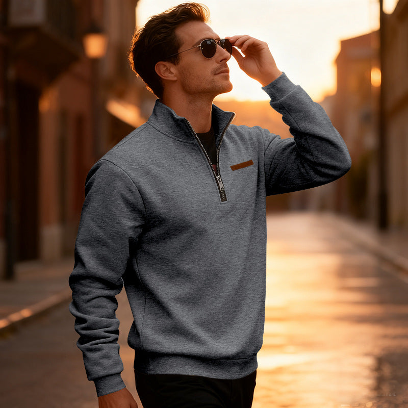 Herren Sportpullover Halbhoch Reißverschluss Modern