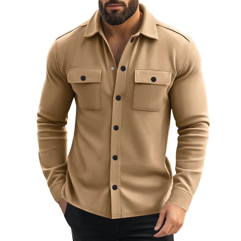 Herren Jacke Overhemd mit Taschen Strukturiert Modern