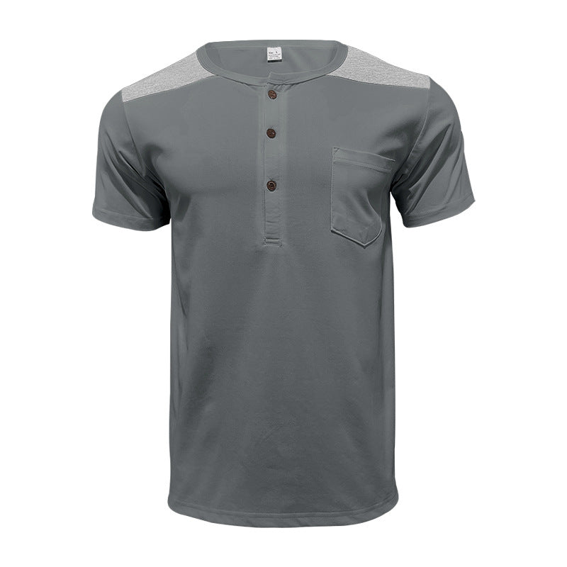 Herren Henley-Shirt Kurzarm mit Kontrastdetails und Brusttasche