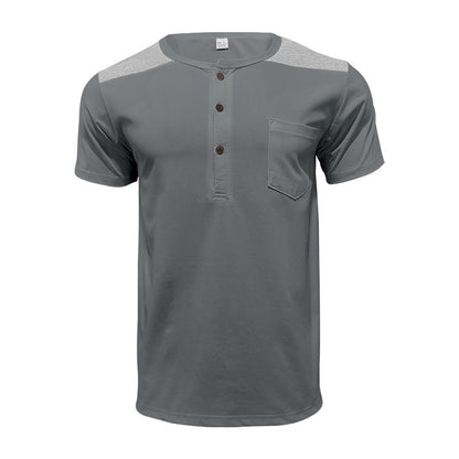 Herren Henley-Shirt Kurzarm mit Kontrastdetails und Brusttasche