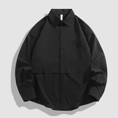 Herren Langarmhemdjacke Lässig mit Brusttasche Modern