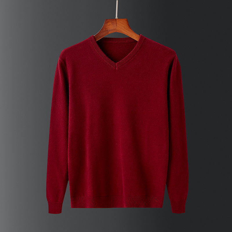 Herren Pullover V-Ausschnitt Feinwolle Elegante Ausführung