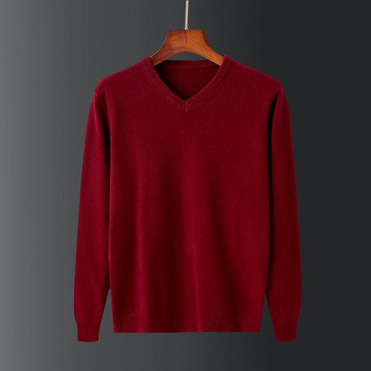 Herren Pullover V-Ausschnitt Feinwolle Elegante Ausführung