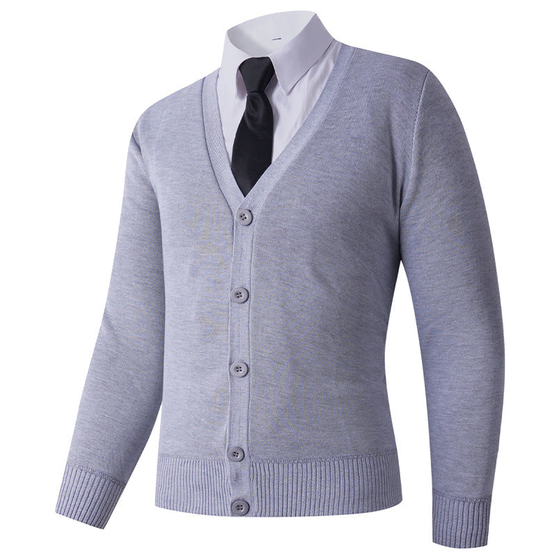 Herren Strickjacke V-Ausschnitt Knopfverschluss Modern