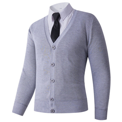 Herren Strickjacke V-Ausschnitt Knopfverschluss Modern