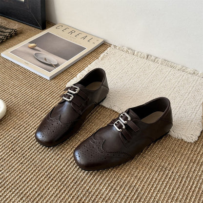 Damen Schnürschuhe Elegante Perforiert mit Doppelschnalle