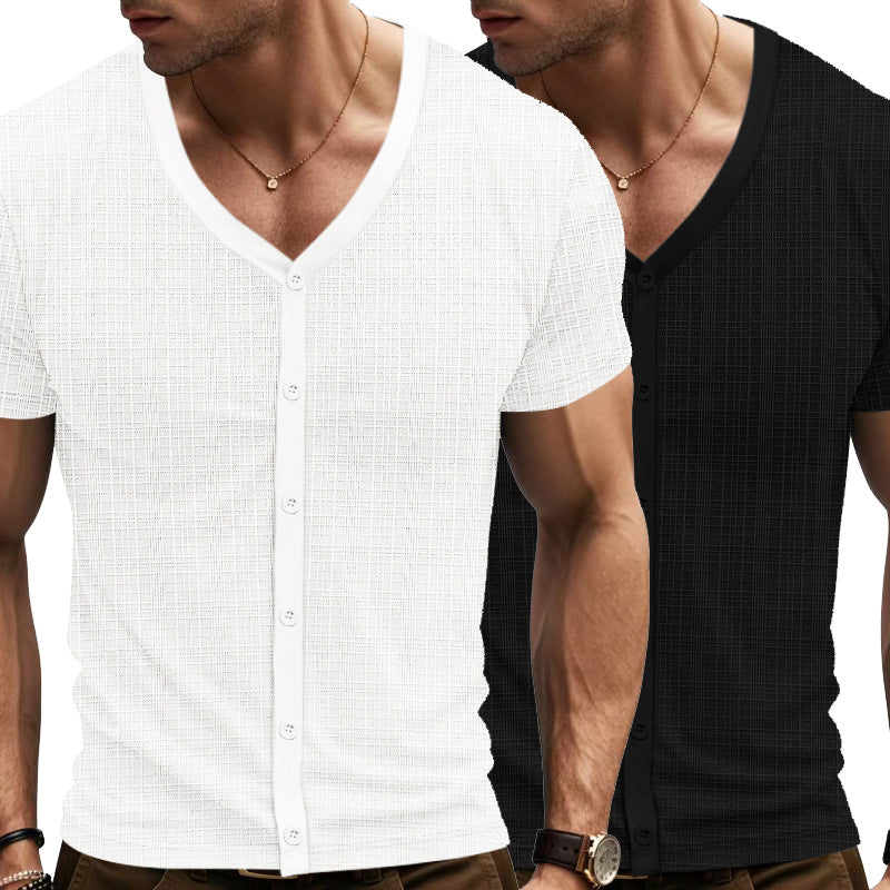 Herren Kurzarm-Shirt Elegant Strukturiert Modern
