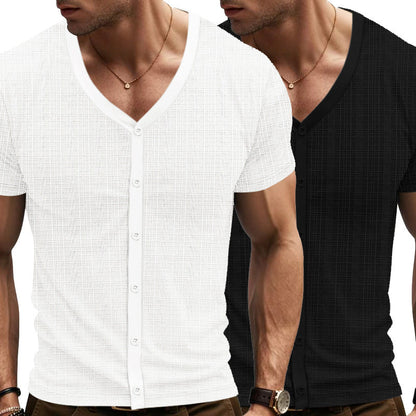 Herren Kurzarm-Shirt Elegant Strukturiert Modern
