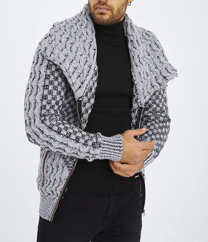 Herren Strickjacke Asymmetrisch Zopfmuster Modern