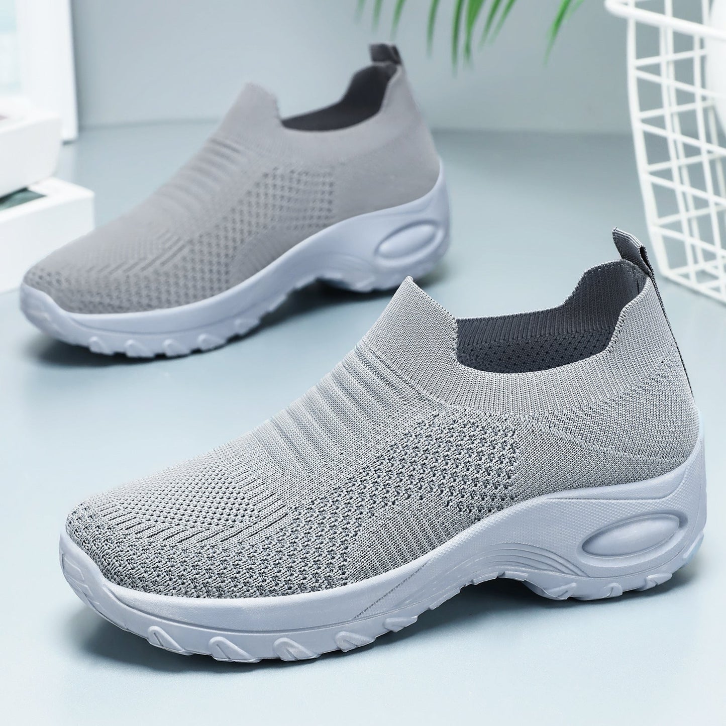Damen Laufschuhe Bequem Atmungsaktiv Slip-On Elastisch