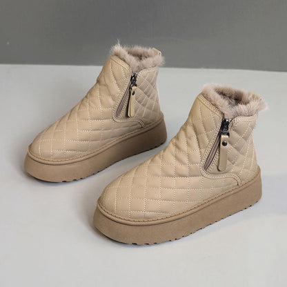Damen Stiefel Warm Gefüttert Ankle Boots Reißverschluss