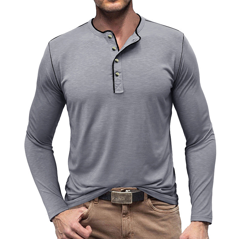 Herren Langarmshirt Modern mit Knöpfen Berlin Style