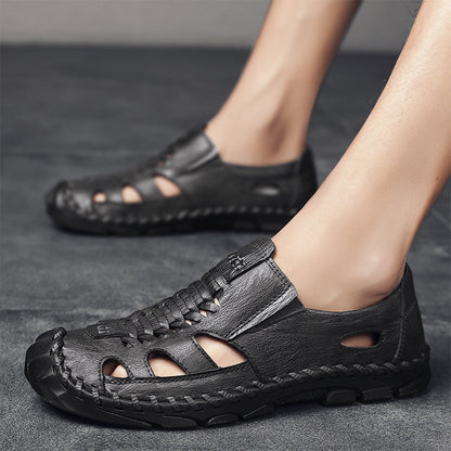 Herren Sandalen Leder Offen mit Riemen Sommer - BerlinGlamour