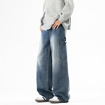 Herren Cargo-Jeans Bequem Weit Geschnitten