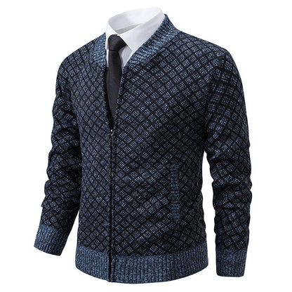 Herren Strickjacke Modern Zippverschluss Strukturiert