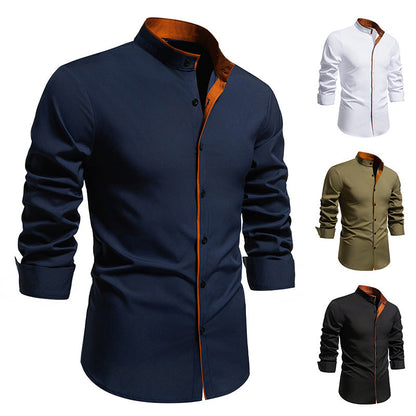 Herren Langarmhemd Modern Stehkragen Gestickt Elegant