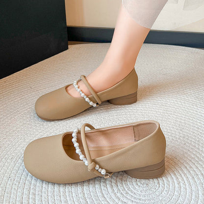 Damen Ballerinas Elegantes Design Perlen Detail