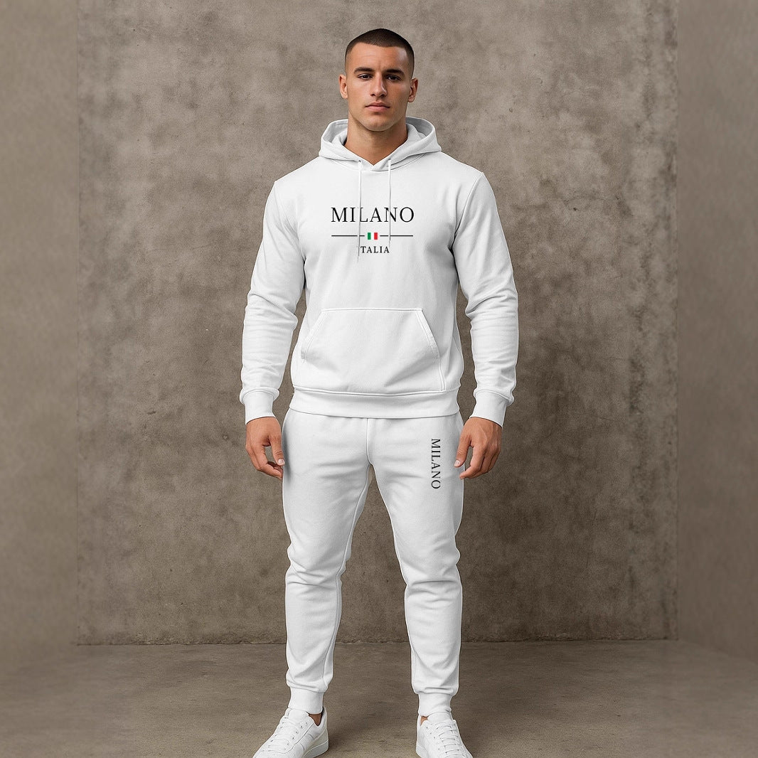 Herren Sportliche Jogginghose Hoodie Set Grau Sportlich - BerlinGlamour