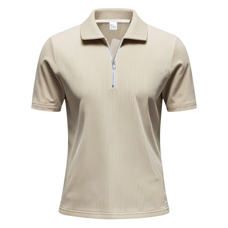 Herren Poloshirt Kurzarm Sportlich Reißverschluss