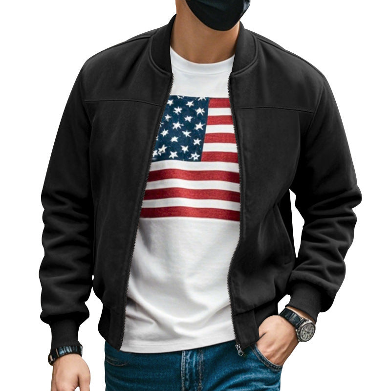 Herren Collegejacke Reißverschluss Warm Modern