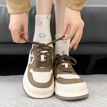 Damen Plateausneaker Sternen-Design Trendy Schuhe