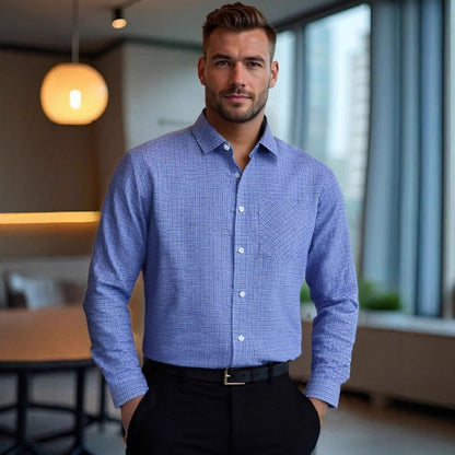 Herren Langarmhemd Kariert Modern Schnitt Berlin Stil
