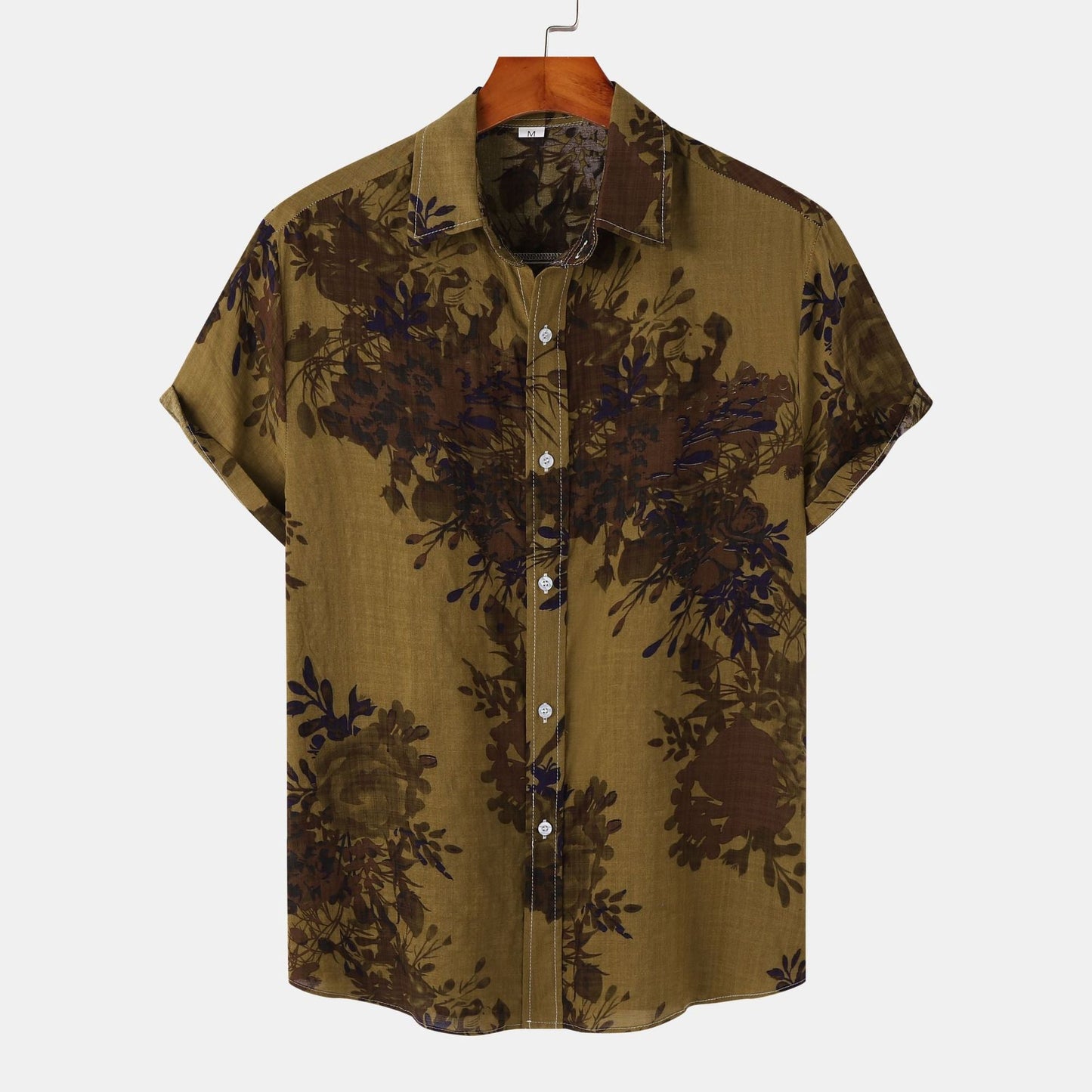 Herren Kurzarmhemd Modern Floralmuster Sommer