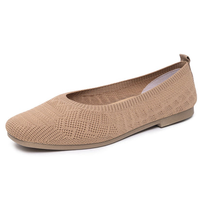 Damen Ballerinas Bequem Strick Schuhe Frauen