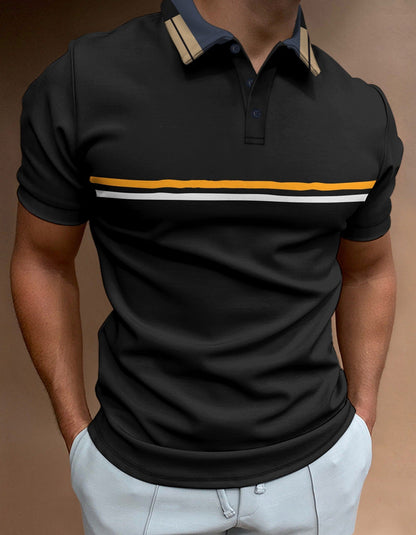 Herren Polohemd Kurzarm Streifen Elegant Modern