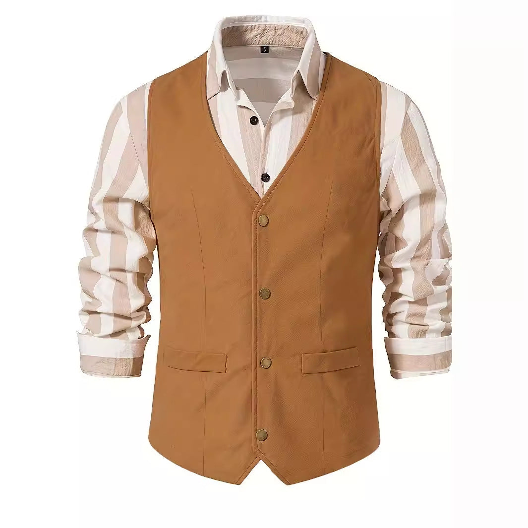 Herren Weste Elegant Schnitt mit Taschen Modern - BerlinGlamour