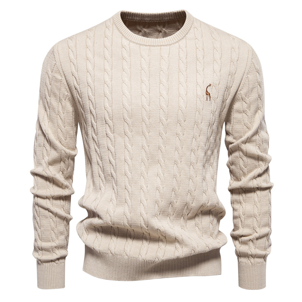 Herren Strickpullover Zopfmuster Rundhals Modern