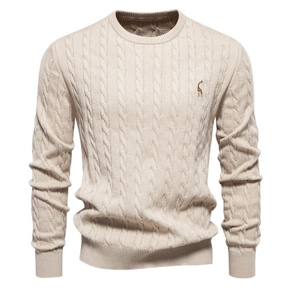 Herren Strickpullover Zopfmuster Rundhals Modern