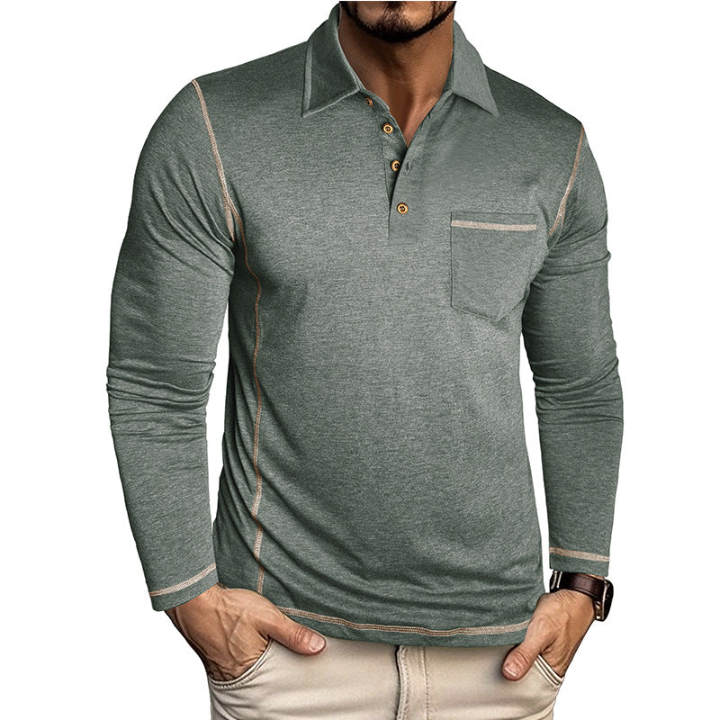 Herren Polohemd Langarm Modern Struktur - BerlinGlamour