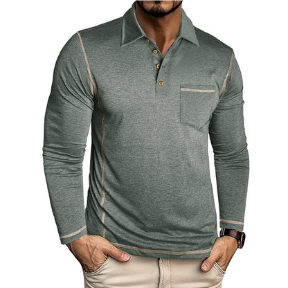 Herren Polohemd Langarm Modern Struktur - BerlinGlamour