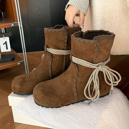 Damen Stiefel Kuschelig Warm mit Schnürsenkel Wintermodell