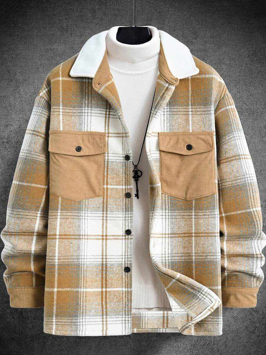 Herren Flanelljacke Karo mit Brusttaschen Weich