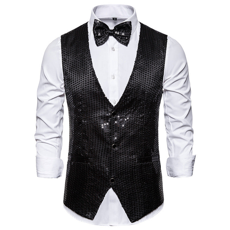 Herren Smoking Anzug Weste Set Elegant Schwarz