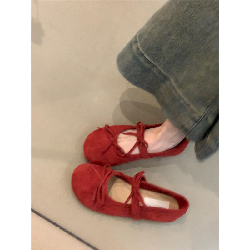 Damen Ballerinas mit Schleifen Bequem Lederschuhe Frauen - BerlinGlamour