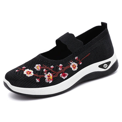 Damen Ballerinas Slip-On mit Blumenmuster